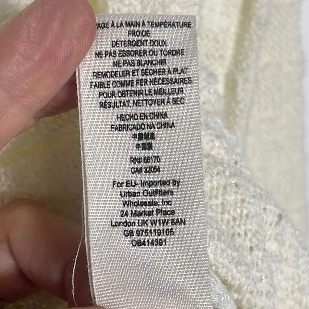 Free People Ivory Kristobel Mixed Media Sheer Lace Knit Sweater Top Medium